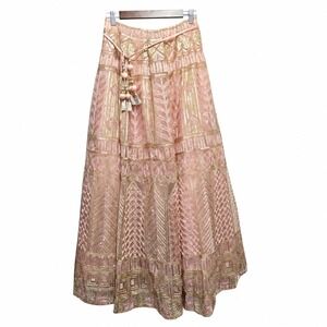 Akshadha Pink Gold Embroidered Sequin Lehenga Skirt Size 36 Formal Maxi